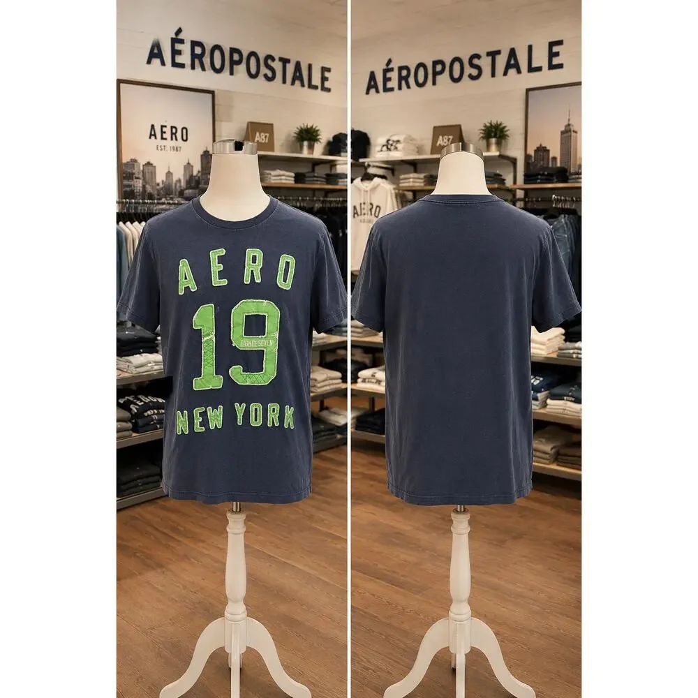 Aeropostale Aero 1987 New York Graphic Tee Navy XL Y2K Style